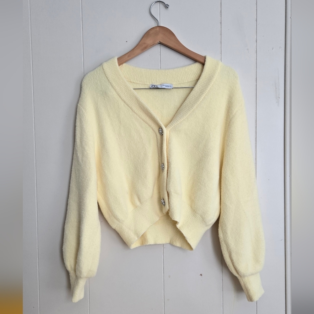 Zara Yellow Button-Up Cardigan
